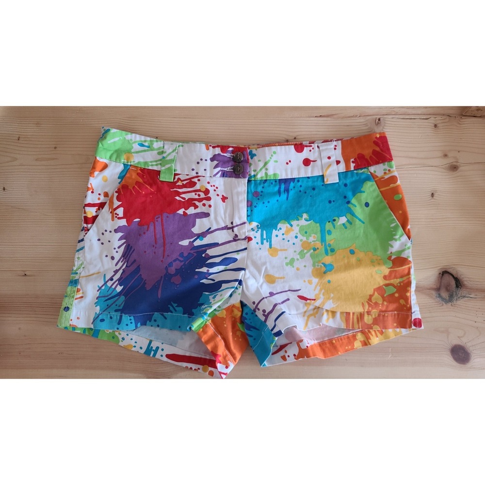 Loudmouth Golf Womens Paint Splatter‎ Print Shorts Multi Color Size 8